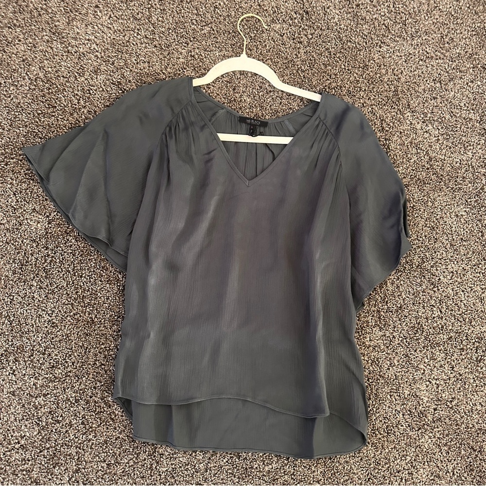 Bobi Black Dusty Jade Blouse Small Dolman Sleeve V-Neck Lightweight Dressy Top - Picture 6 of 8